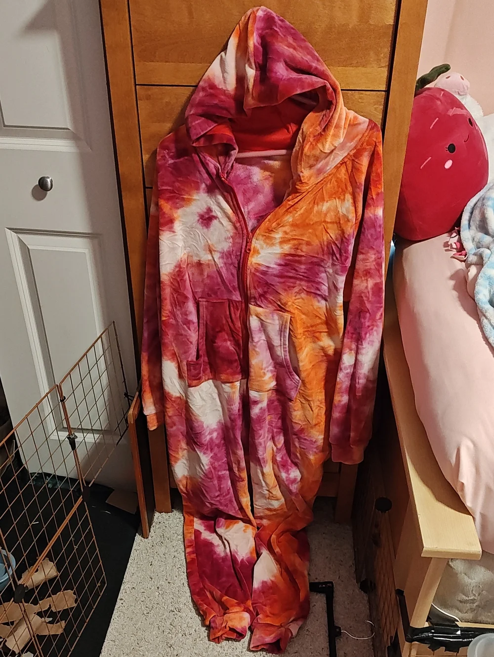 Tie-Dye Hooded Cozy Jacket - Pink & Orange